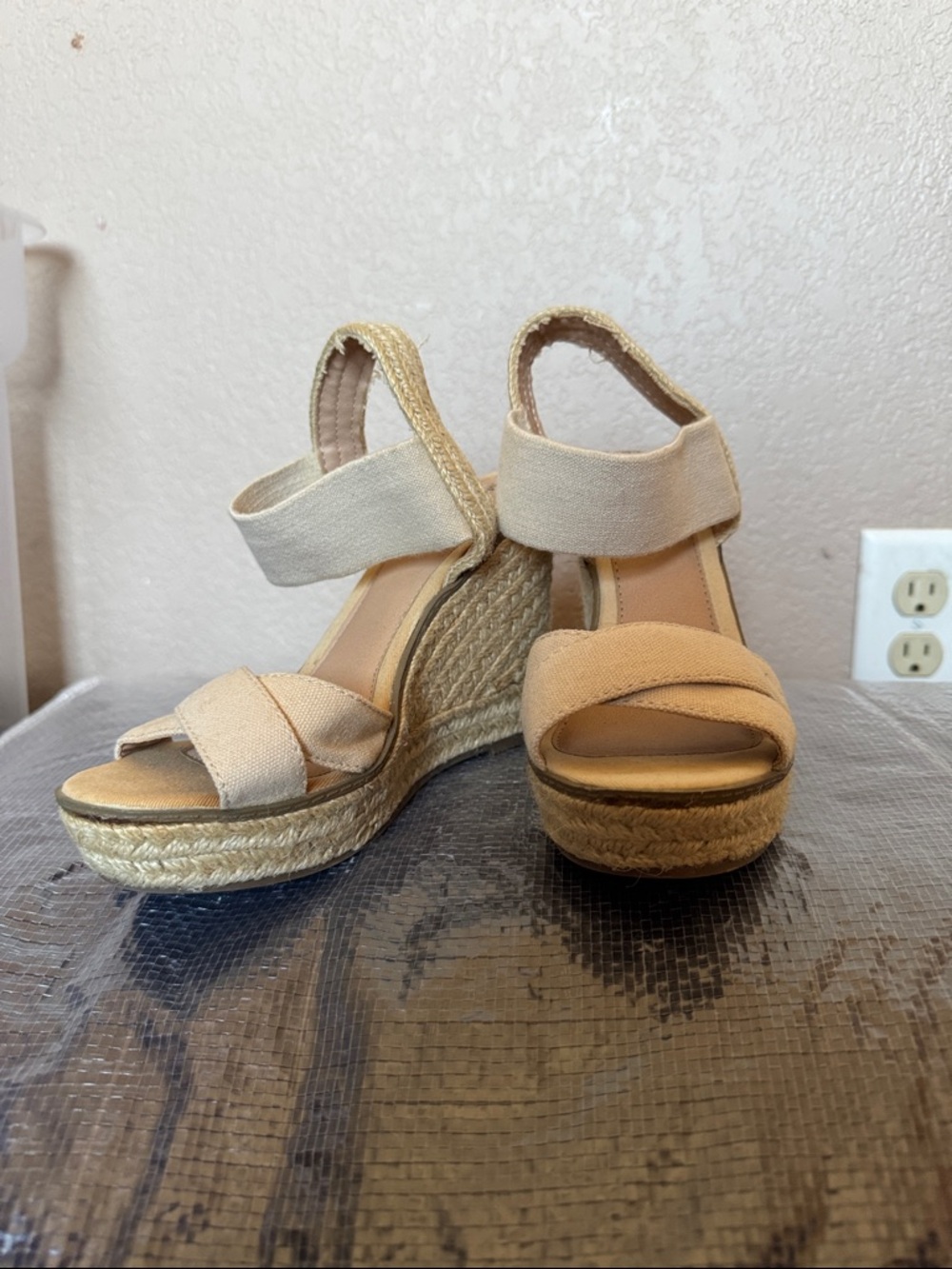 Merona Tan Espadrille Wedge Sandals
